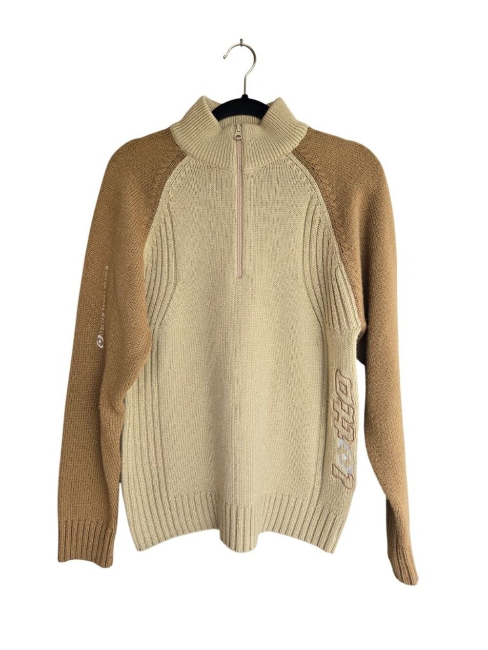 Vintage Y2K Italian Lotto Half-Zip Ribbed Knit Color Block Sweater Men's Medium